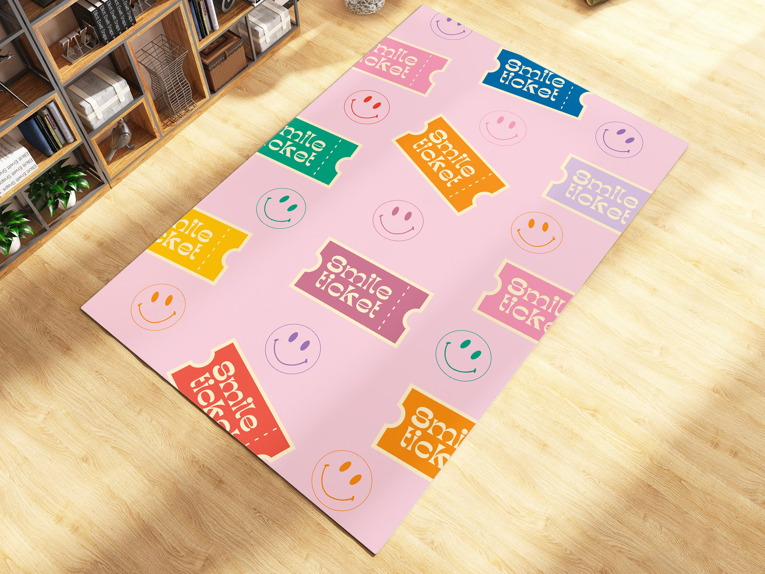Groovy Pink Retro Trippy Rug - Wavy Abstract Funky Smile Hippie Decor, Preppy Room Decor with 70s Bathroom Rug Set