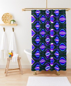 Groovy Purple Shapes Shower Curtain: Retro and Eco-Friendly