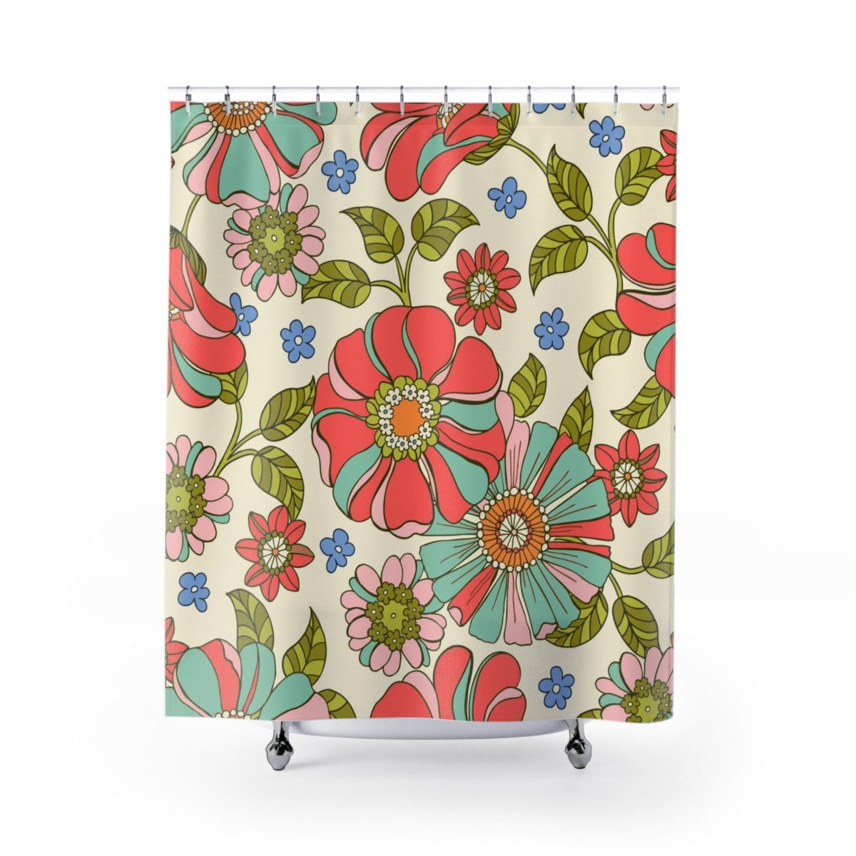 Groovy Retro 70s Aesthetic Shower Curtain - Hippie Bathroom Curtain