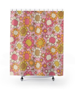 Groovy Retro 70s Design & Print Shower Curtain - Cool Hipster Bathroom Decor Idea