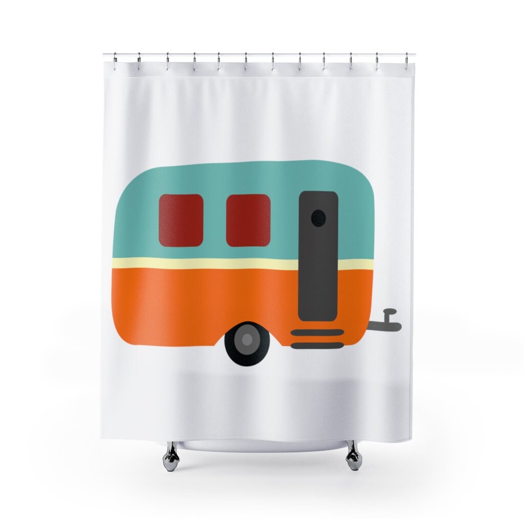 Groovy Retro Camper Shower Curtain, Colorful Bathroom Decor - Image 2