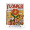 Groovy Retro Flowers Shower Curtain, 60's 70's Hippie Bathroom Decor