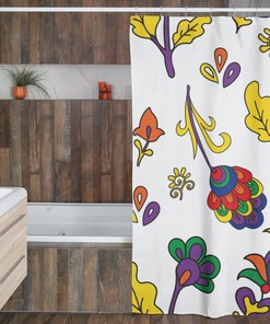Groovy Retro Flowers Shower Curtain, Boho 70's Bathroom Decor