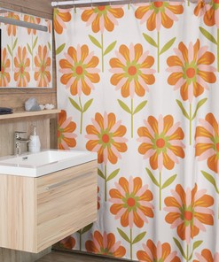 Groovy Retro Flowers Shower Curtain, Hippie Bathroom Decor