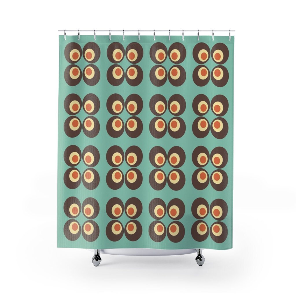 Groovy Retro Geometric Shower Curtain, Psychedelic Bathroom Decor - Image 2