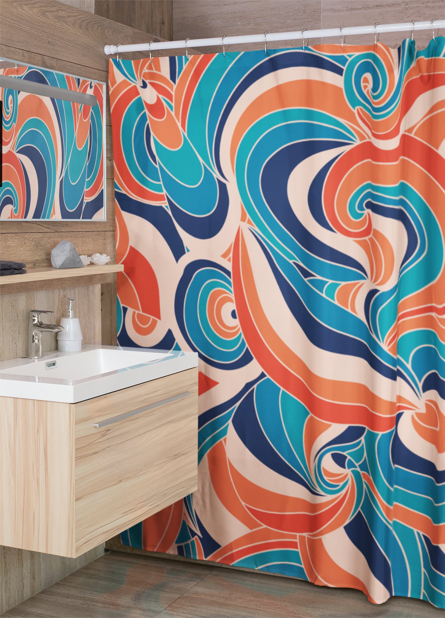 Groovy Retro Hippie Shower Curtain, Colorful Bathroom Decor