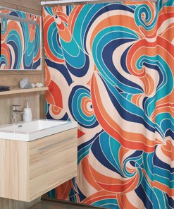Groovy Retro Hippie Shower Curtain, Colorful Bathroom Decor