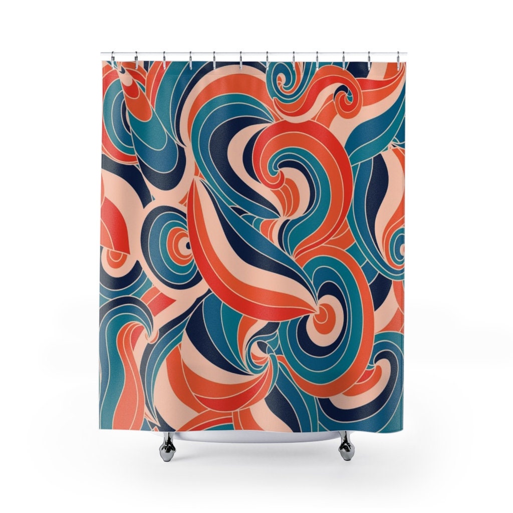 Groovy Retro Hippie Shower Curtain, Colorful Bathroom Decor - Image 2