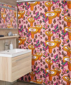 Groovy Retro Mushroom Shower Curtain, Fall Bathroom Decor