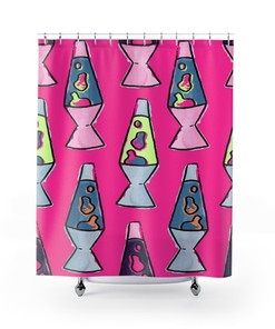 Groovy Retro Pink Lava Lamp Shower Curtain, 60's Bathroom Decor