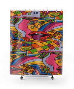 Groovy Retro Psychedelic Shower Curtain, 60's Bathroom Decor