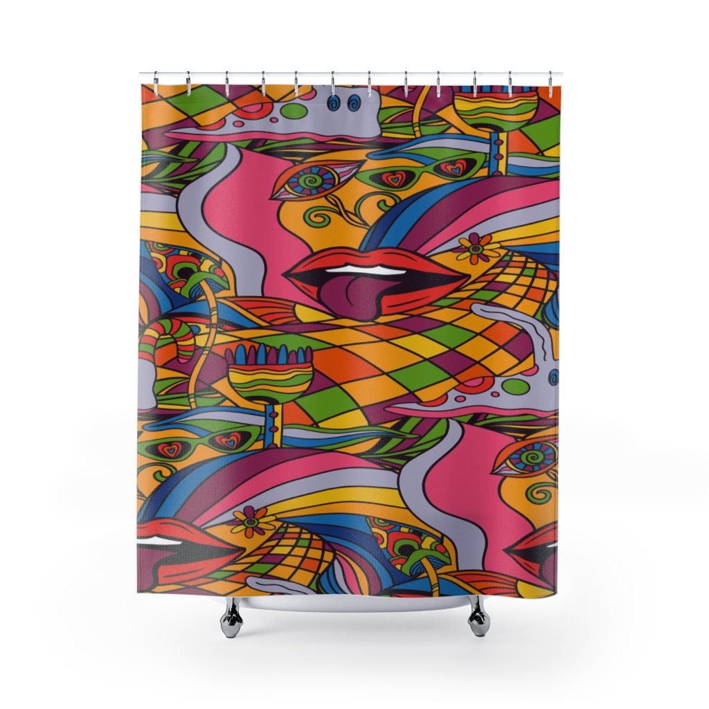 Groovy Retro Psychedelic Shower Curtain, 60's Bathroom Decor