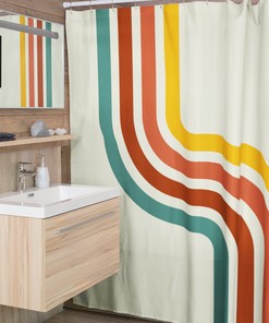 Groovy Shower Curtain, Psychedelic 60's 70's Hippie Bathroom Accessory, Quirky Retro Curtain for Cool Bathroom