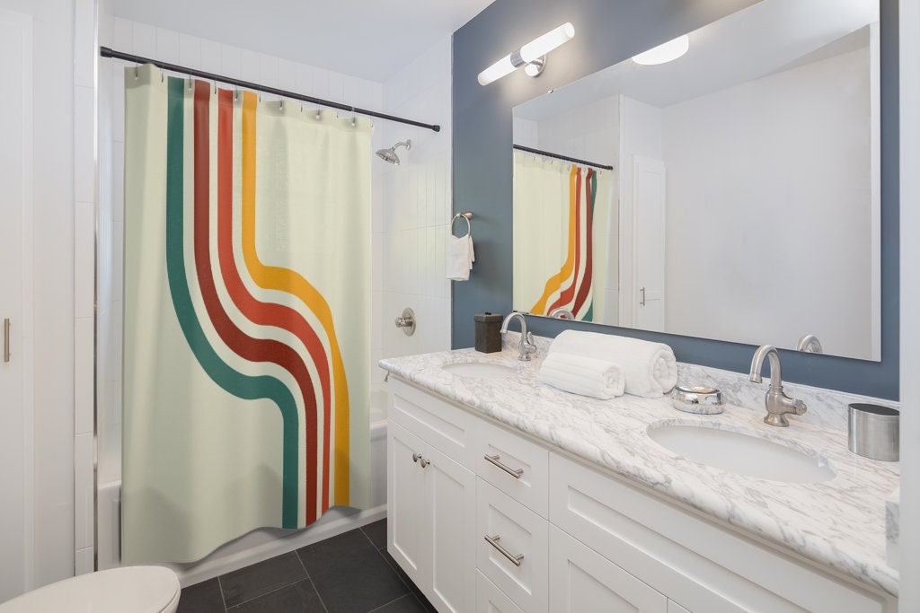 Groovy Shower Curtain, Psychedelic 60's 70's Hippie Bathroom Accessory, Quirky Retro Curtain for Cool Bathroom - Image 3