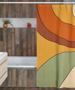 Groovy Shower Curtain, Psychedelic 60's 70's Hippie Bathroom Accessory, Retro Curtain for Quirky Vibe