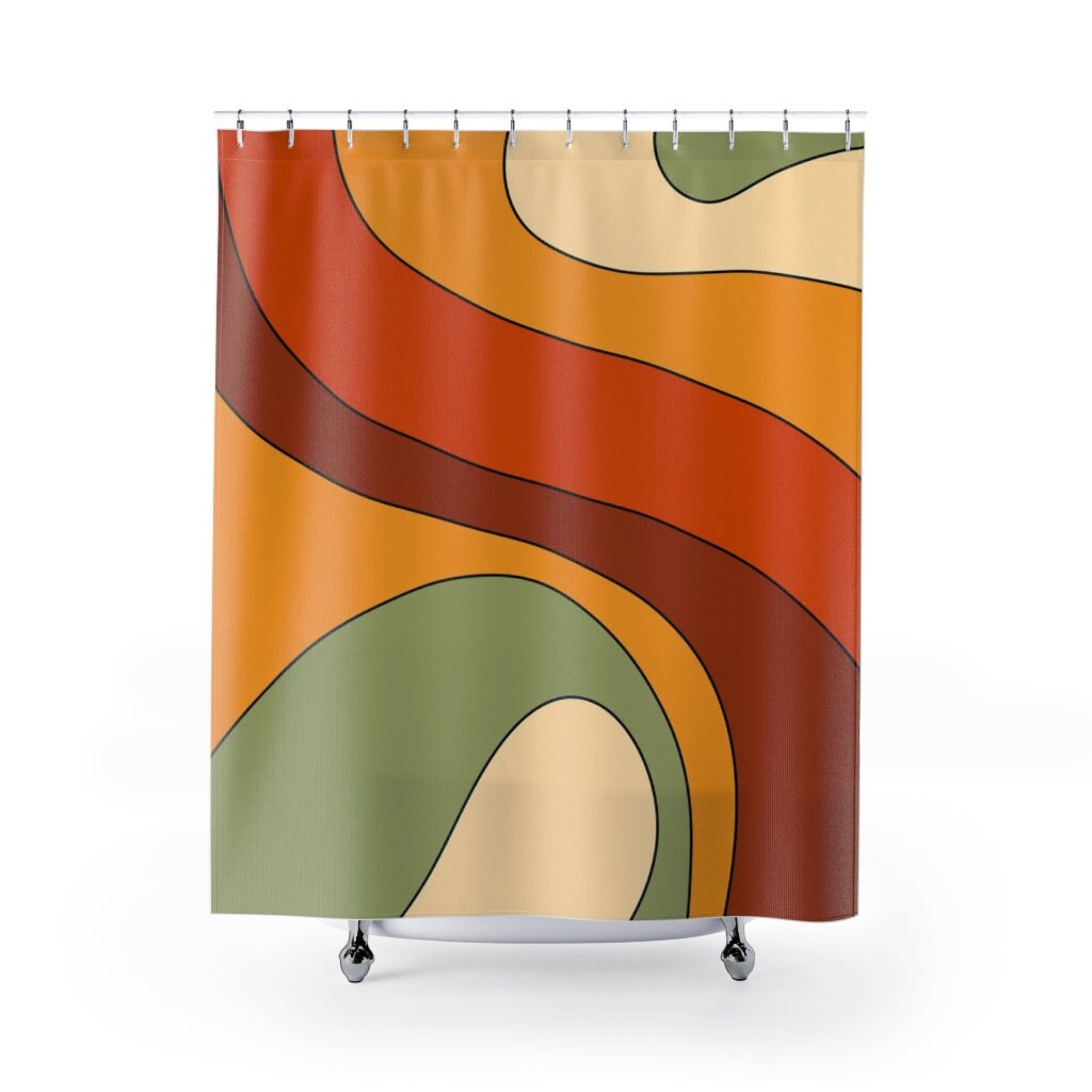 Groovy Shower Curtain, Psychedelic 60's 70's Hippie Bathroom Accessory, Retro Curtain for Quirky Vibe - Image 2
