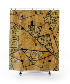 Gustav Klimt Shower Curtain with Artistic Art Print and Chic Design for Trendy and Creative Bathroom Decor