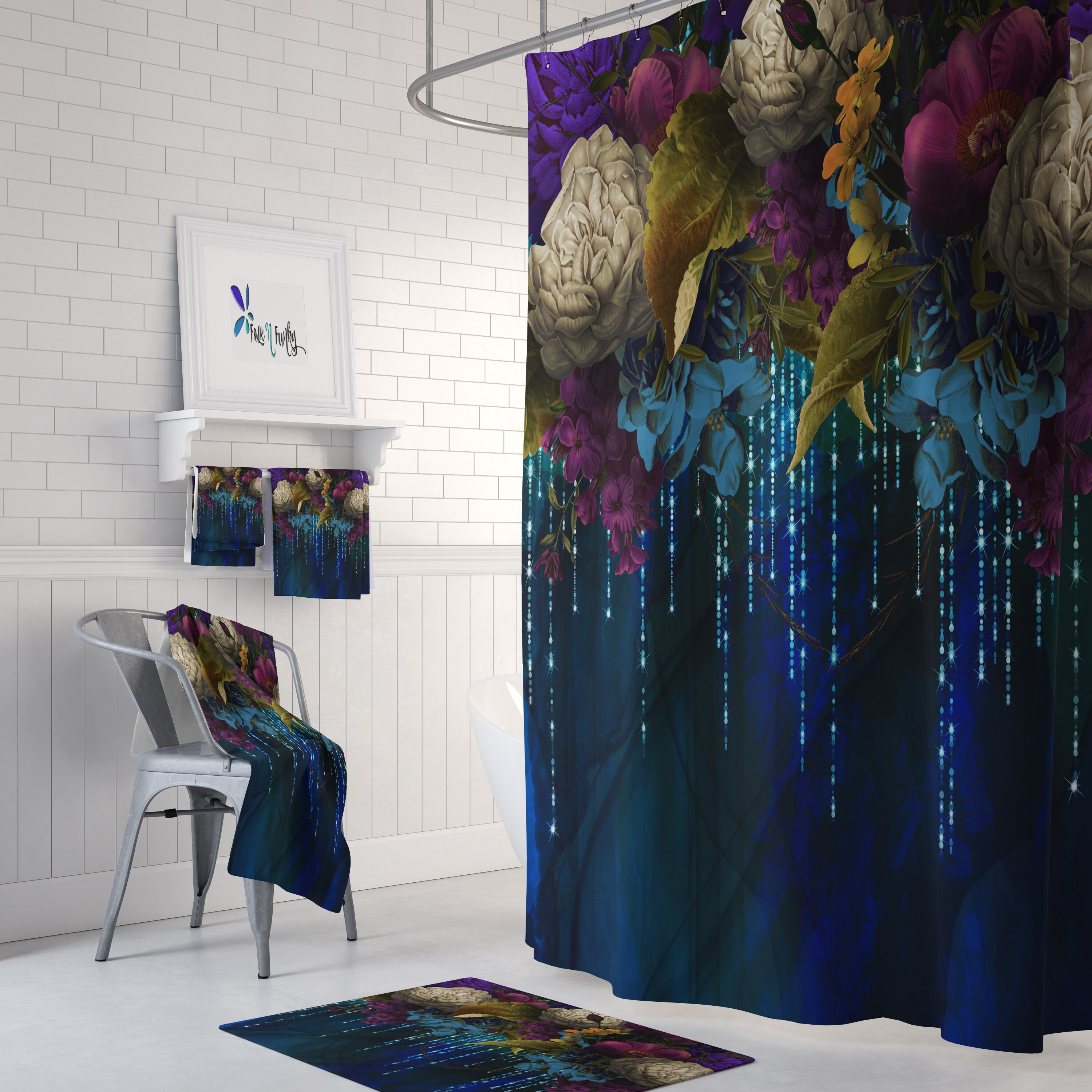 Gypsy Enchantment Shower Curtain, Boho Floral Bathroom Decor with Unique Shower Curtains Print