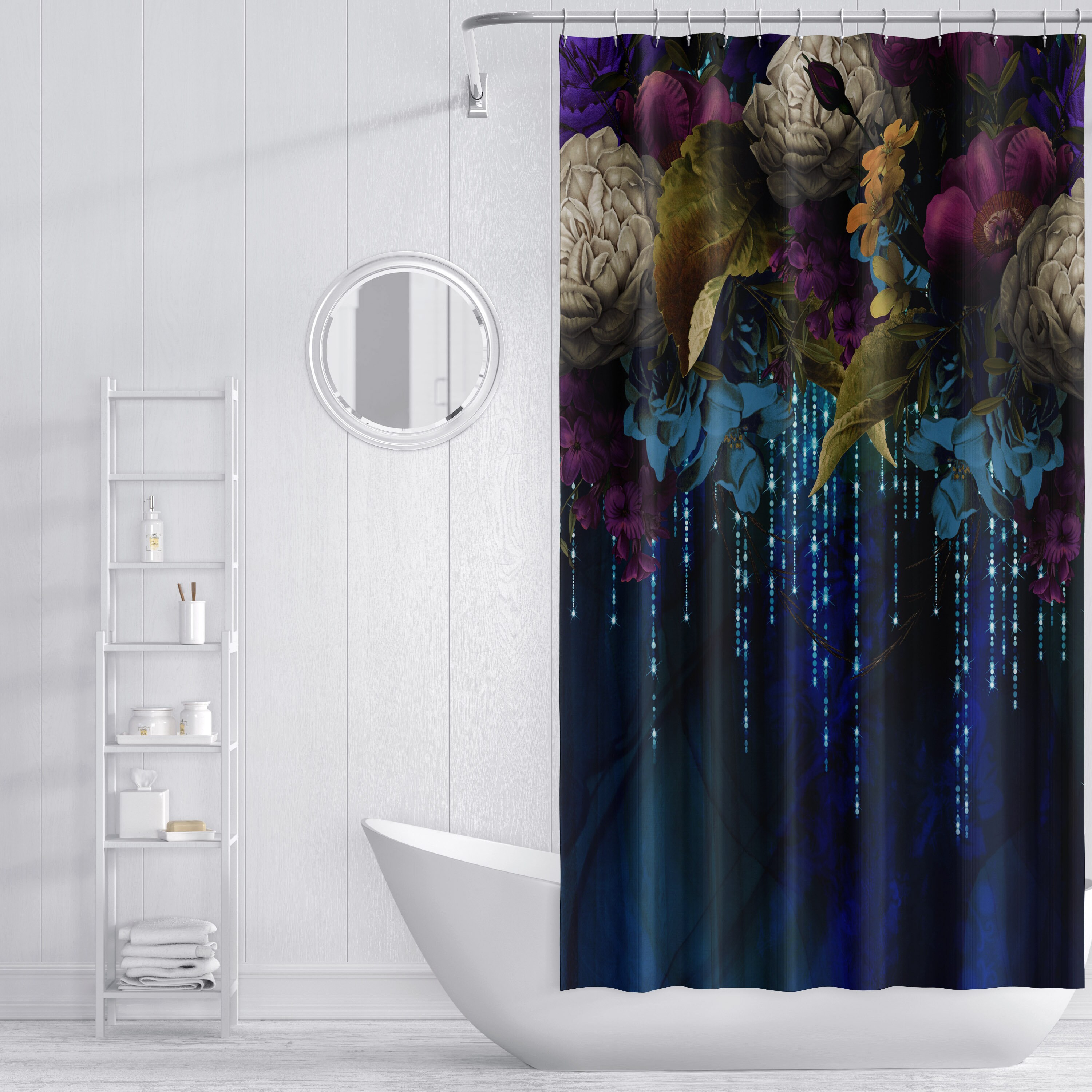 Gypsy Enchantment Shower Curtain, Boho Floral Bathroom Decor with Unique Shower Curtains Print - Image 2