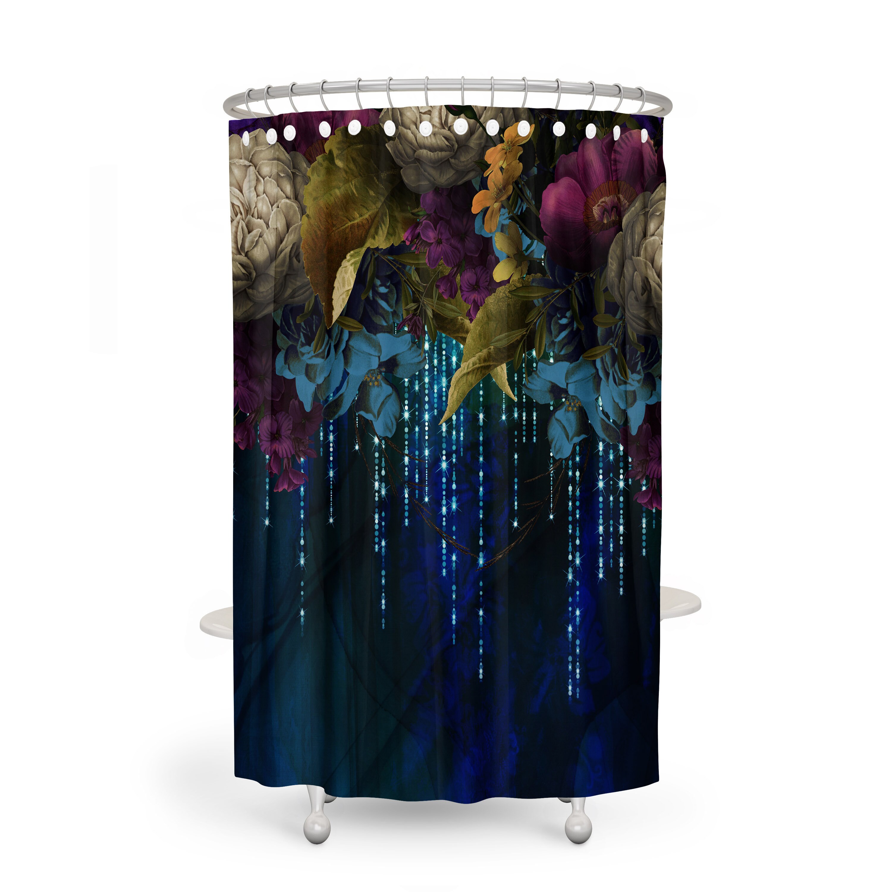 Gypsy Enchantment Shower Curtain, Boho Floral Bathroom Decor with Unique Shower Curtains Print - Image 3