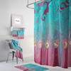Gypsy Rose Shower Curtain with Abstract Teal and Rose Design for Boho Bathroom Decor