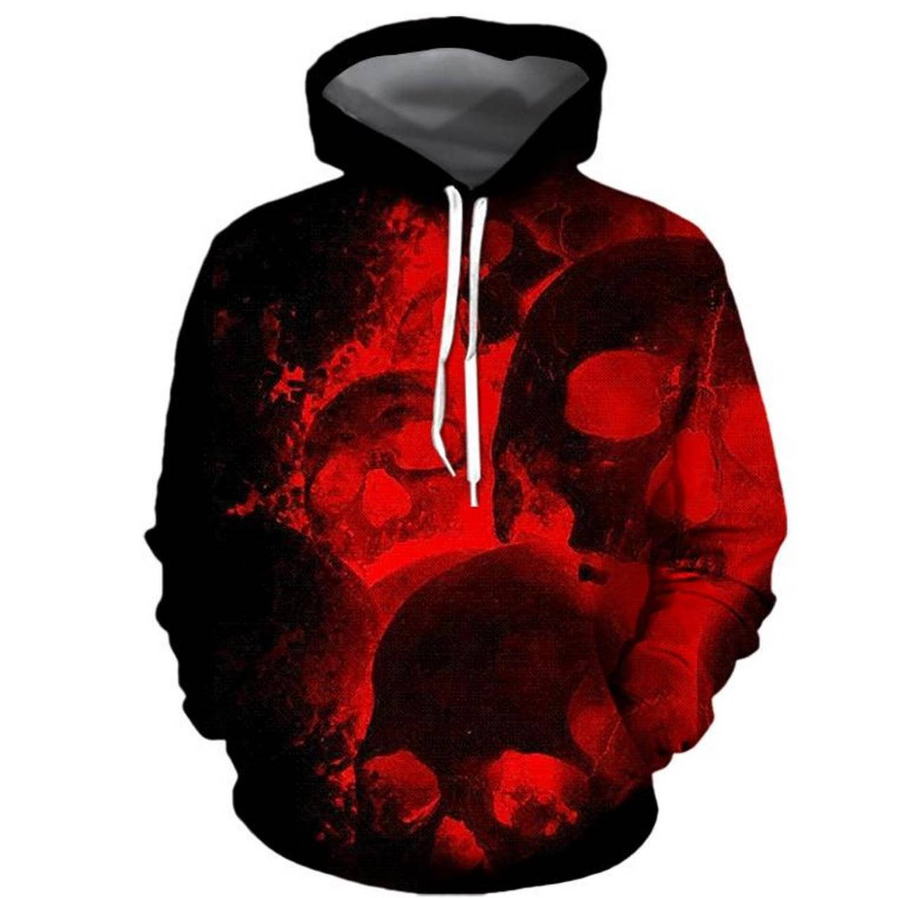 Halloween 3D All-Over Print Skull Design Zipper Hoodie