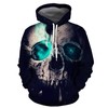 Halloween 3D All-Over Print Skull and Rose Design Zipper Hoodie
