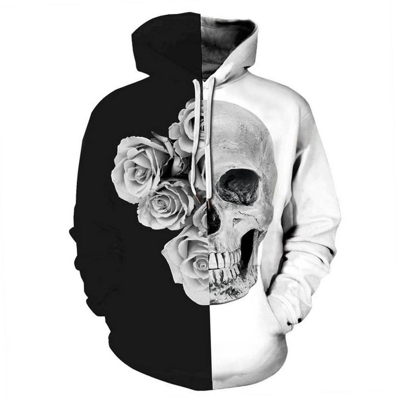 Halloween 3D All-Over Print Skull and Skeleton Design Zipper Hoodie