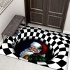 Halloween Clown Trap Vision Rug - 3D Geometric Illusion Floor Mat - Living Room Bedroom Coffee Table Mat