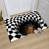 Halloween Optical Illusion Area Rug - Black White Plaid Rug Rug - Funny Clown Floor Mat with 3D Vortex Illusion