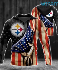 Hand American Flag - Steelers 3D All Over Print Hoodie