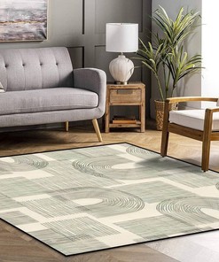 Hand Drawn Abstract Geometric Square Rug with Boho Design for Unique Home Decor