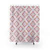 Hand Painted Art Deco Tile Pattern Shower Curtain | Mid Century Modern Bathroom Decor | Decorating with Shower Curtains