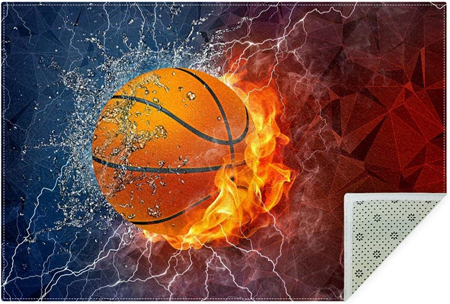 Handcraft Rugs-Kids Rugs Play time/Basketball Court/Field Non-Slip/Rubber Back Area Rug for Kids Room Decor