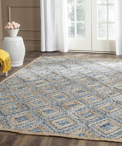 Handmade Natural and Blue Diamond Braided Jute & Denim Area Rug from SAFAVIEH Cape Cod Collection