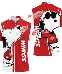 Hang Out With Snoopy And Detroit Red Wings With Our 3D Printed Polo Shirt