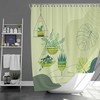 Hanging Basket Shower Curtain | Green Plants Leaves, Bathroom Curtain and Shower Mat Housewarming Gift