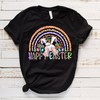 Happy Easter Christian T-Shirt, Bunny Wreath Tee, Easter Cross Shirt