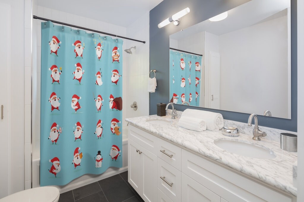Have a holly jolly Santa Merry Christmas Holiday Shower Curtain - Image 2