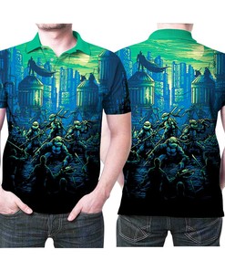 Have a turtle showdown with Teenage Mutant Ninja Turtle Vs Villain Ninja 3D All Over Print Polo Shirt