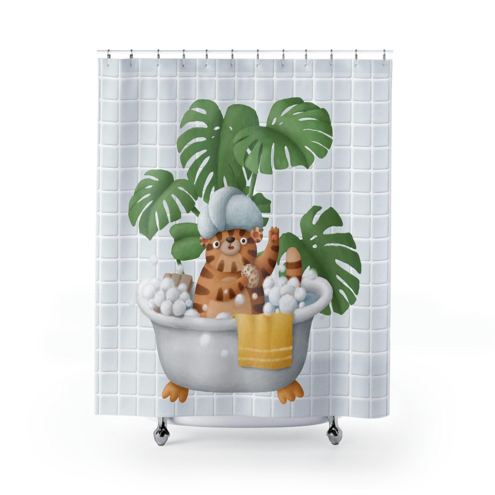 Have some fun in the bathroom with this Cute Bear Shower Curtain