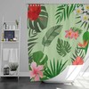 Hawaiian Summer Vibe Flowers Shower Curtain, Palm Green Leaves Bathroom Curtain, Housewarming Gift with a Vintage Flair
