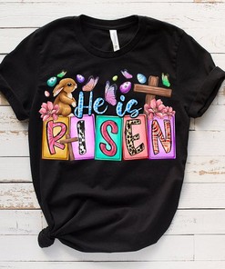 He Is Risen Christian Sublimation Tee - Easter Cross Shirt