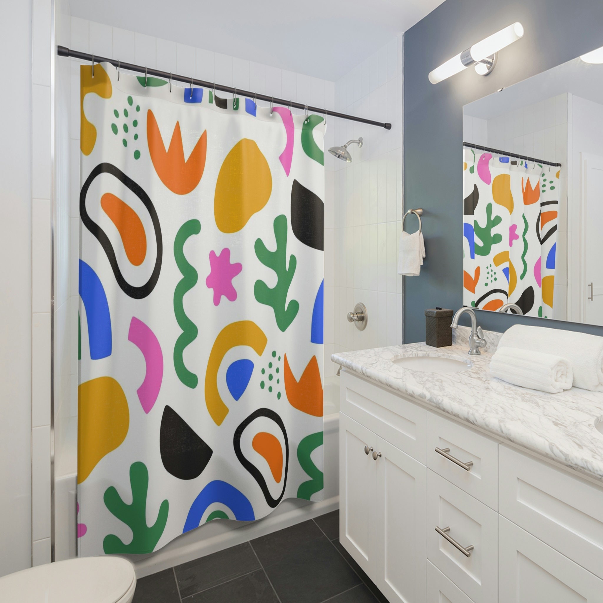 Henri Matisse Abstract Art Shower Curtain with Flower Design - Image 2
