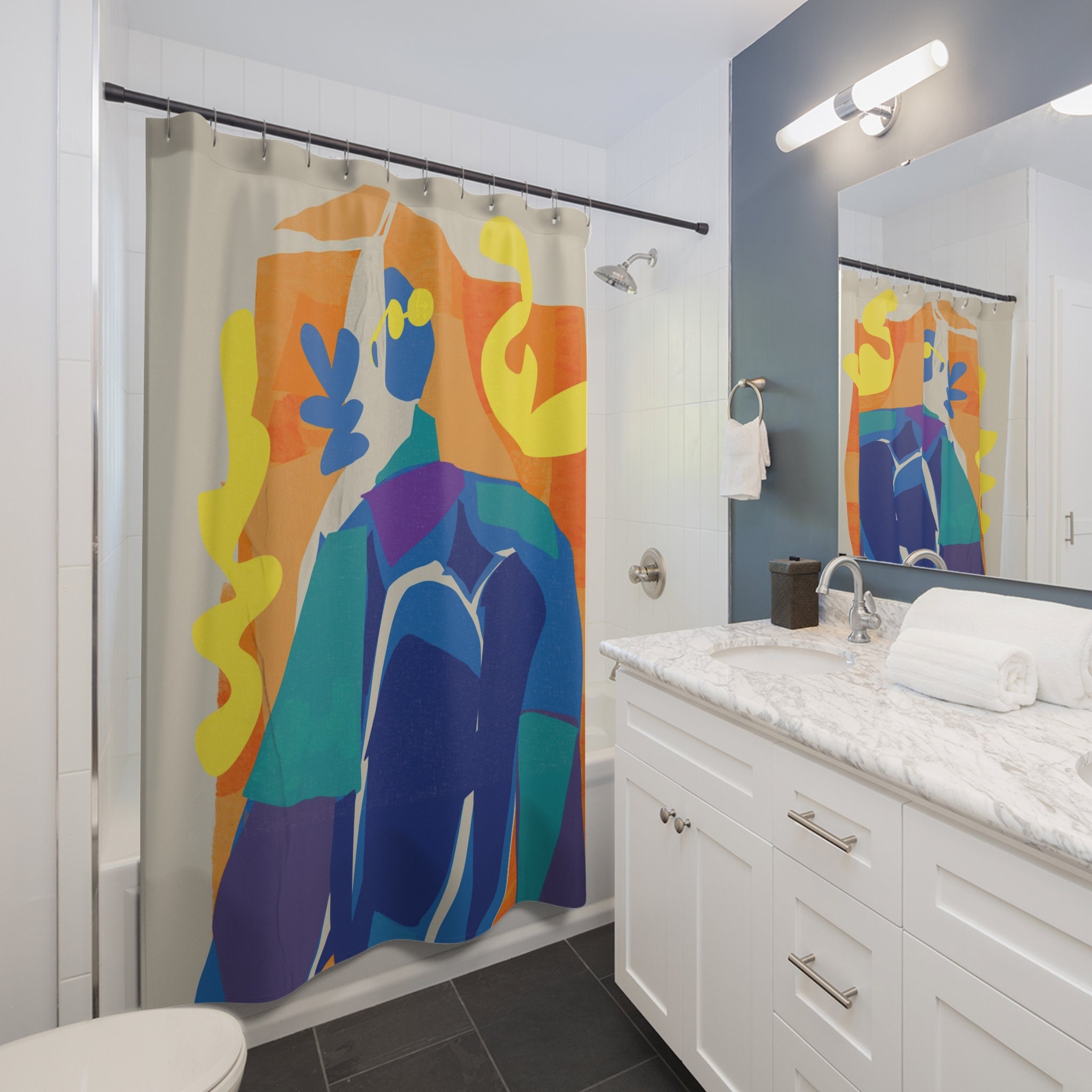 Henri Matisse Bath Shower Curtain Abstract Art Print with Modern Design for Contemporary Bathroom Decor - Image 2