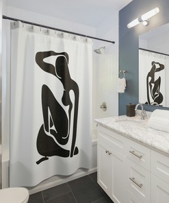 Henri Matisse Nude Lady Boho Abstract Shower Curtain, Vintage Shower Curtain, Mid-Century Modern Bathroom Decor