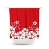 Hibiscus Floral Red Shower Curtain, Fabric Bath Curtain for Girls Bathroom in Vintage Red Bathroom Theme