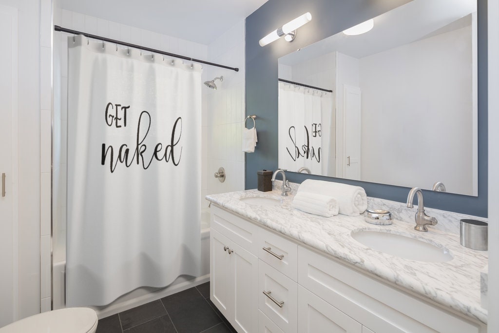 Hilarious Get Naked Shower Curtain for Bathroom Decor and Farmhouse Charm - Image 2