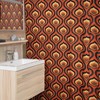 Hippie Flowers Shower Curtain, Retro 70's Boho Bathroom Accessory, Housewarming Gift with Groovy Decor