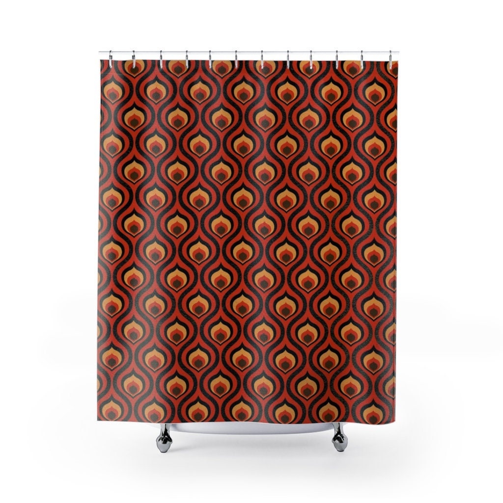 Hippie Flowers Shower Curtain, Retro 70's Boho Bathroom Accessory, Housewarming Gift with Groovy Decor - Image 3